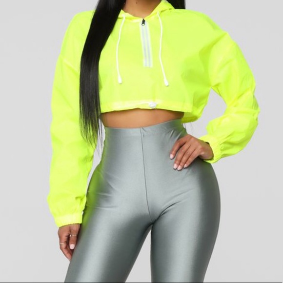 Fashion Nova Jackets & Blazers - Neon yellow cropped jacket